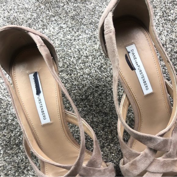 Diane Von Furstenberg Siracusa Powder Suede Criss Cross Heel Size 8.5 - Picture 5 of 9